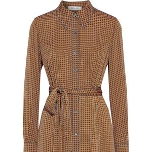 Dory belted stretch-silk crepe chine shirt dress